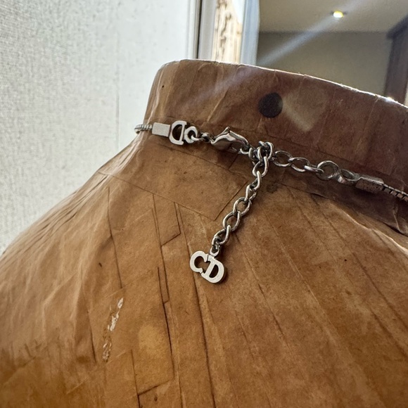 CHRISTIAN DIOR By GALLIANO Enamel Crystal Double Claw Necklace. Black - Picture 4 of 6